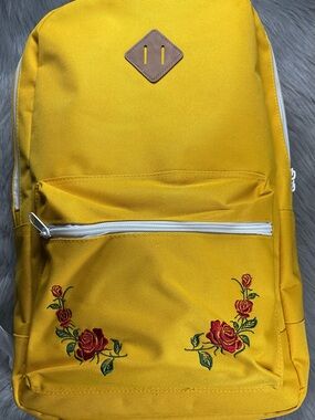 Empyre Yellow Backpack with Red Rose Embroidery
